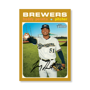 Freddy Peralta 2020 Topps Heritage Baseball Base Cards Poster Gold Ed. # to 1- artbble-pos-20thbb-1957-gold-s