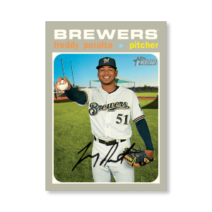 Freddy Peralta 2020 Topps Heritage Baseball Base Cards Poster # to 99- artbble-pos-20thbb-1957-s