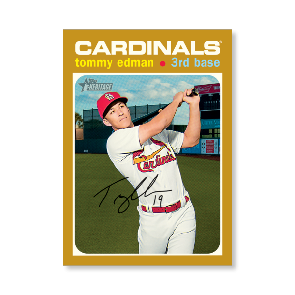 Tommy Edman 2020 Topps Heritage Baseball Base Cards Poster Gold Ed. # to 1- artbble-pos-20thbb-1958-gold-s