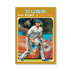 Kris Bryant 2020 Topps Heritage Baseball Base Card Action Image Variation Poster Gold Ed. # to 1- artbble-pos-20thbb-2139-gold-s