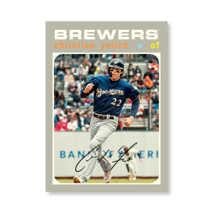 Christian Yelich 2020 Topps Heritage Baseball Base Card Action Image Variation Poster # to 99- artbble-pos-20thbb-2141-s