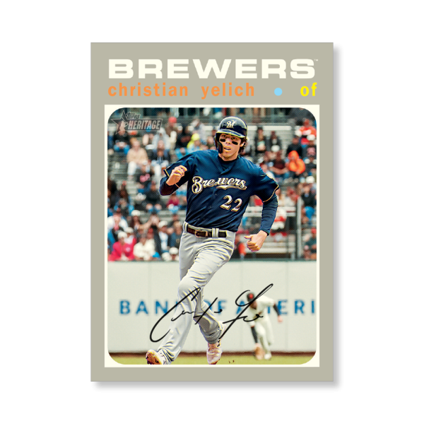 Christian Yelich 2020 Topps Heritage Baseball Base Card Action Image Variation Poster # to 99- artbble-pos-20thbb-2141-s