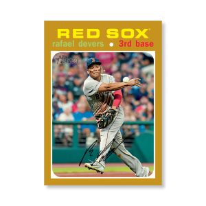Rafael Devers 2020 Topps Heritage Baseball Base Card Action Image Variation Poster Gold Ed. # to 1- artbble-pos-20thbb-2142-gold-s