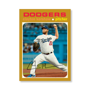 Clayton Kershaw 2020 Topps Heritage Baseball Base Card Action Image Variation Poster Gold Ed. # to 1- artbble-pos-20thbb-2143-gold-s