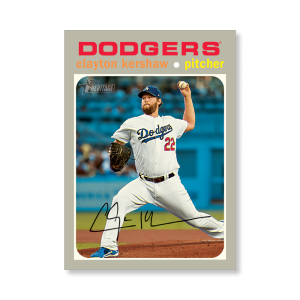 Clayton Kershaw 2020 Topps Heritage Baseball Base Card Action Image Variation Poster # to 99- artbble-pos-20thbb-2143-s
