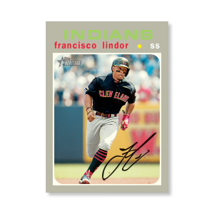 Francisco Lindor 2020 Topps Heritage Baseball Base Card Action Image Variation Poster # to 99- artbble-pos-20thbb-2157-s