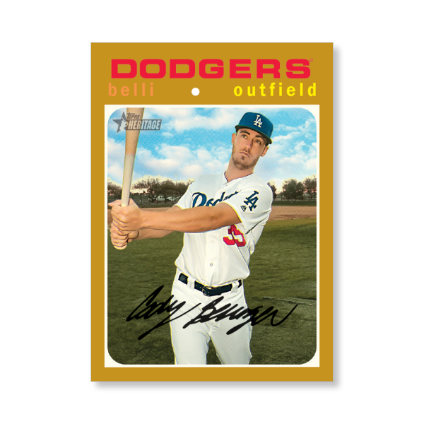 Cody Bellinger 2020 Topps Heritage Baseball Base Card Nickname Variation Poster Gold Ed. # to 1- artbble-pos-20thbb-2182-gold-s