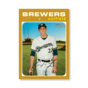 Christian Yelich 2020 Topps Heritage Baseball Base Card Nickname Variation Poster Gold Ed. # to 1- artbble-pos-20thbb-2183-gold-s