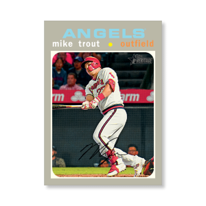 Mike Trout 2020 Topps Heritage Baseball Base Card Throwback Uniform Variation Poster # to 99- artbble-pos-20thbb-2236-s