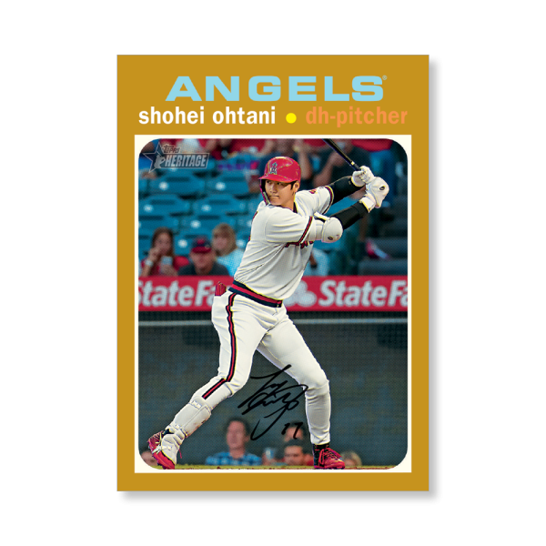 Shohei Ohtani 2020 Topps Heritage Baseball Base Card Throwback Uniform Variation Poster Gold Ed. # to 1- artbble-pos-20thbb-2237-gold-s