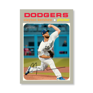 Clayton Kershaw 2020 Topps Heritage Baseball Base Card Throwback Uniform Variation Poster # to 99- artbble-pos-20thbb-2238-s
