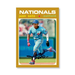 Juan Soto 2020 Topps Heritage Baseball Base Card Throwback Uniform Variation Poster Gold Ed. # to 1- artbble-pos-20thbb-2244-gold-s