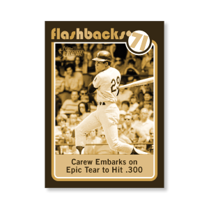 Rod Carew 2020 Topps Heritage Baseball Baseball Flashbacks Poster Gold Ed. # to 1- artbble-pos-20thbb-3184-gold-s