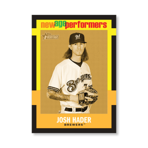 Josh Hader 2020 Topps Heritage Baseball New Age Performers Poster Gold Ed. # to 1- artbble-pos-20thbb-3211-gold-s