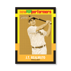 J.T. Realmuto 2020 Topps Heritage Baseball New Age Performers Poster Gold Ed. # to 1- artbble-pos-20thbb-3216-gold-s