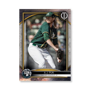 A.J. Puk 2020 Topps Tribute Poster Gold Ed. # to 1- artbble-pos-20ttri-1116-gold-s