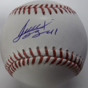 Alexi Ogando Autographed Baseball- mlbpaa-bbcalexiogando