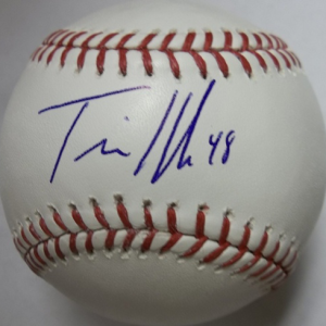 Travis Hafner Autographed Baseball- mlbpaa-bbcthaf