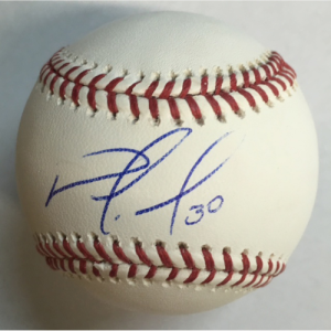 Nomar Mazara Autographed Baseball- mlbpaa-bbnmaza