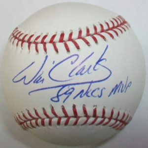 Will Clark Autographed Official Major League Baseball with 1989 NLCS MVP Inscription- mlbpaa-bbwclark89nlcs