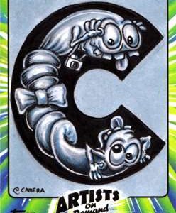 Neil Camera Topps Nutty Initials Custom 1/1 Artist B & W Sketch Card #1- aodnnncbw1-913