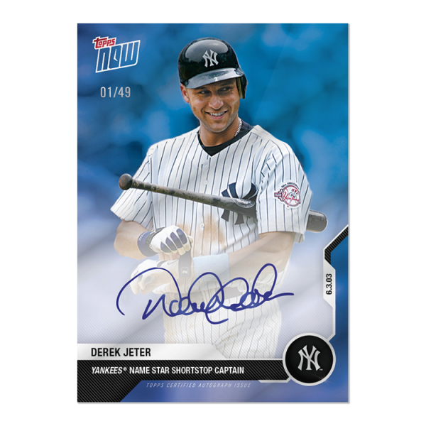 On-Card Chrome Auto # to 49 - Derek Jeter Career Retrospective Topps NOW® Chrome Card 2B- artbb-chrome-20tn-dj02b
