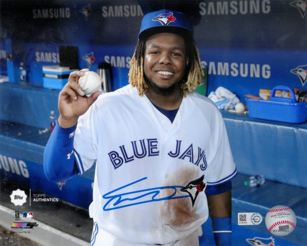 Vladimir Guerrero Jr. Autographed Photo - MLB Debut (White Jersey)- t003840m0ee0019n