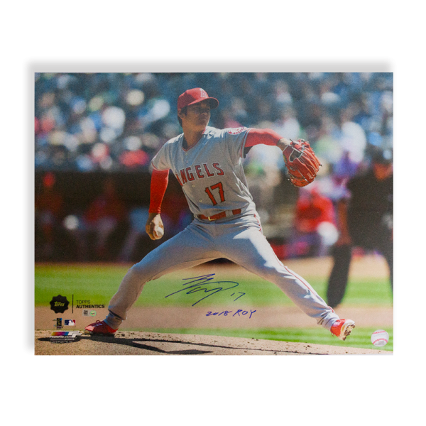 Shohei Ohtani Autographed & Inscribed "2018 ROY" 16 x 20 PITCHING- t0034413dk0018n