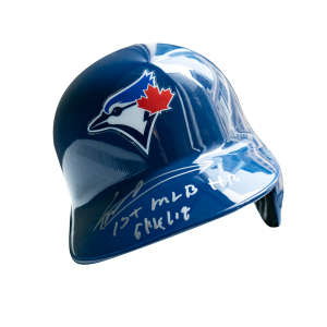 Vladimir Guerrero Jr. Autographed Blue Helmet - 1st MLB HR 5/14/19- t0038801800019n