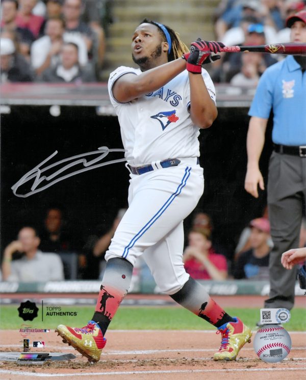 Vladimir Guerrero Jr. Autographed Photo - White Jersey - Silver Ink- t003840o0gg0019n