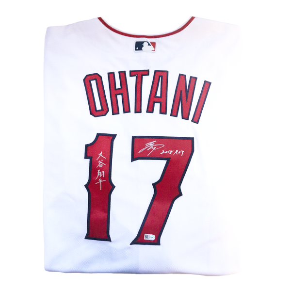Shohei Ohtani Autographed KANJI & Inscribed "2018 ROY" White Authentic jersey- t0034000900018n