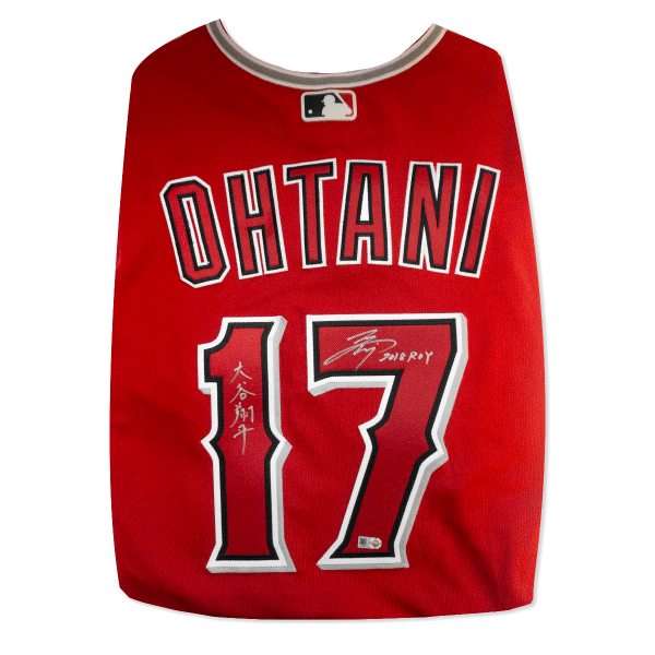 Shohei Ohtani Autographed KANJI & Inscribed "2018 ROY" Scarlet Authentic jersey- t0034020900018n