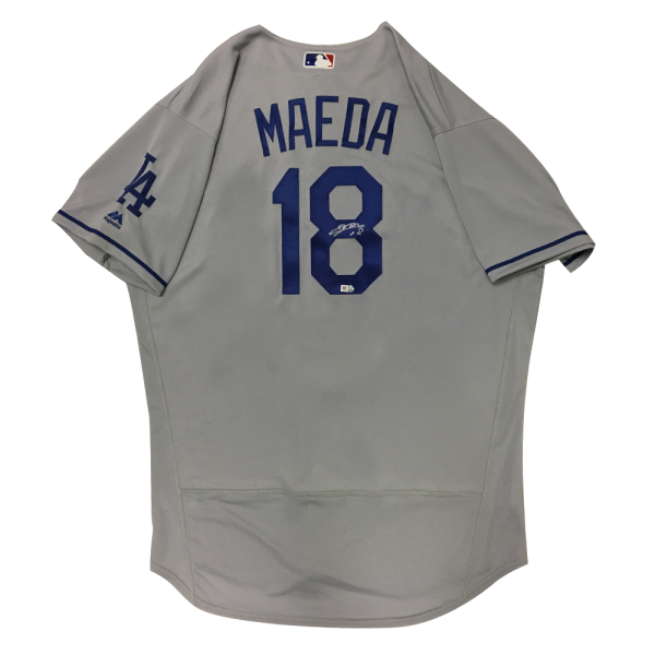 Kenta Maeda Autographed Los Angeles Authentic Jersey - 2016 Road (Grey)- t0008010000016n