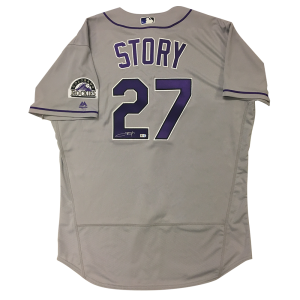 Trevor Story Autographed Rockies Authentic Jersey - 2016 Road (Grey)- t0015010000016n