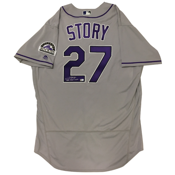 Trevor Story Autographed & Inscribed Rockies Authentic Jersey - 2016 Road (Grey)- t0015010200016n