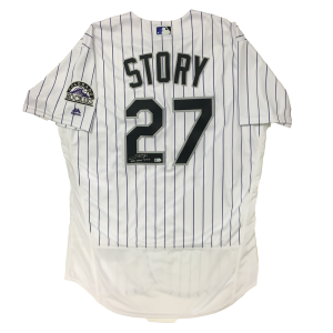 Trevor Story Autographed & Inscribed Rockies Authentic Jersey - 2016 Home (White Pinstripes)- t0015000200016n