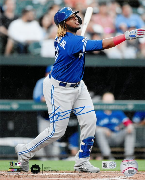 Vladimir Guerrero Jr. Autographed Photo - Hitting (Blue Jersey)- t003840q00019n