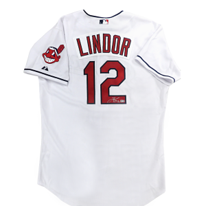 Francisco Lindor Indians White Autographed jersey- t0004000000015n