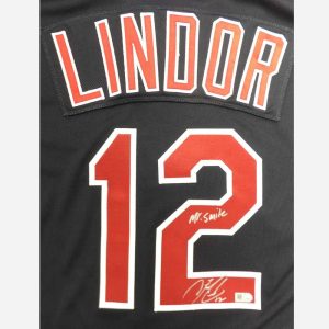 Francisco Lindor Autographed & Inscribed Navy Replica Jersey- t0004140500018n