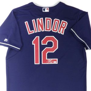 Francisco Lindor Autographed Navy Replica Jersey- t0004140000018n
