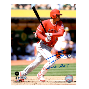 Shohei Ohtani Autographed 8x10 & Inscribed "2018 ROY" Swinging 1- t0034402db0018n