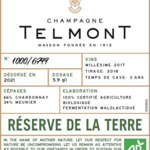 Champagne Telmont Reserve De La Terre 2017- 1373011