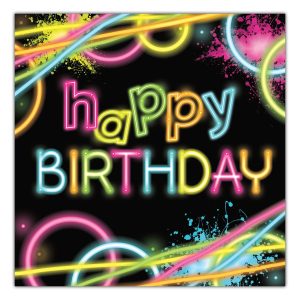 Glow Party Birthday Lunch Napkins by Windy City Novelties- PAP8132HBLUN