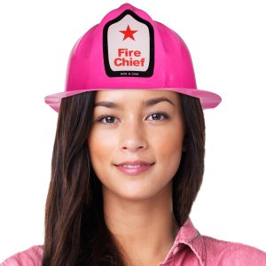 Pink Plastic Fire Helmets - 12 Pack by Windy City Novelties- HAT004DZ