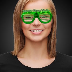 LED New Year Green Slotted Shades by Windy City Novelties- LIT1161EA