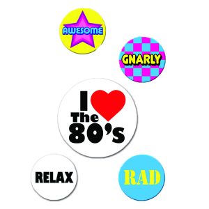 Totally 80's Pins - 5 per Unit by Windy City Novelties- APR209UN