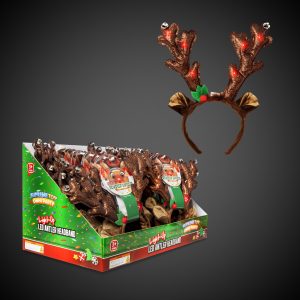 LED Reindeer Antlers Headbands Retail Display by Windy City Novelties- RCH125UN