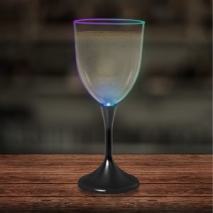 LED 10 oz. Wine Glass Black Stem by Windy City Novelties- LIT852EA