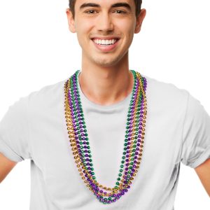 Mardi Gras 7mm Bead Faceted 33" Necklaces by Windy City Novelties- JLR090DZ