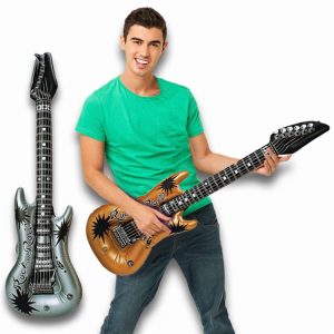 Inflatable Guitars - 40" Gold and Silver, 12 Pack by Windy City Novelties- INF105DZ